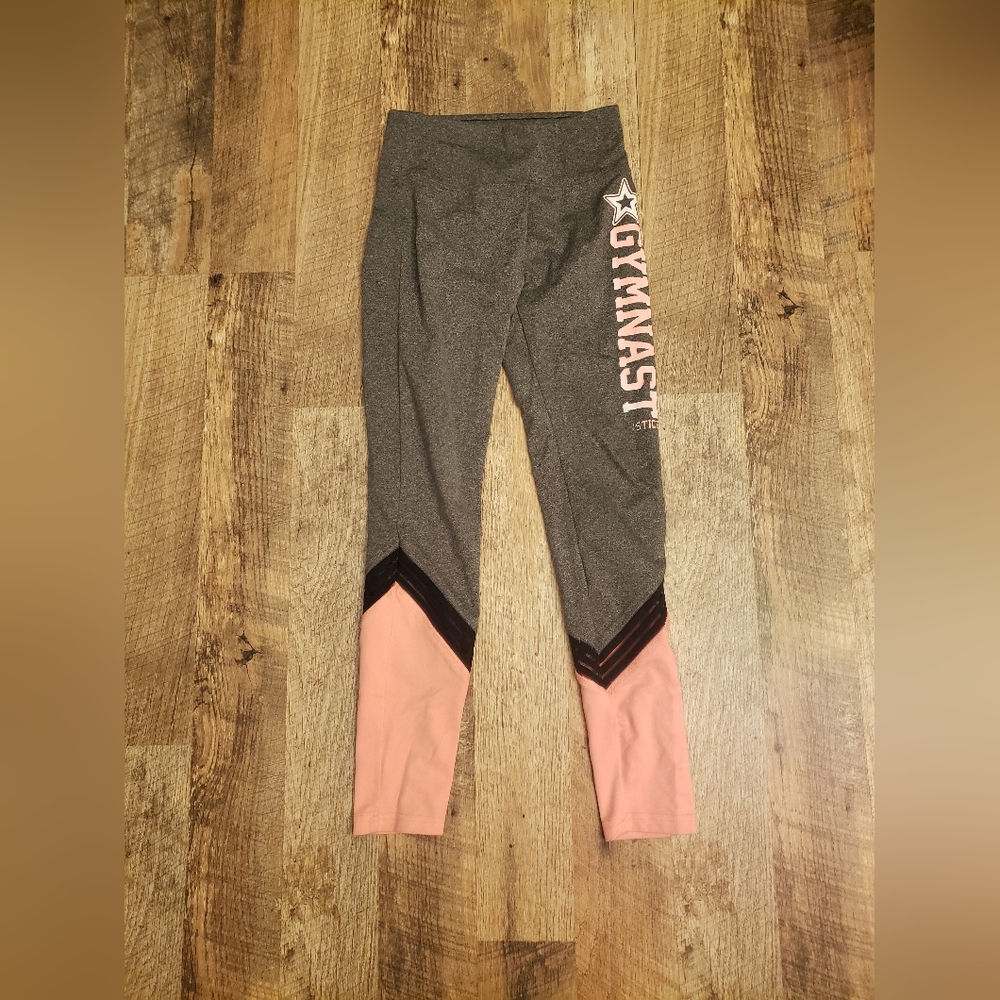 Justice Gray and Pink Gymnast Leggings
